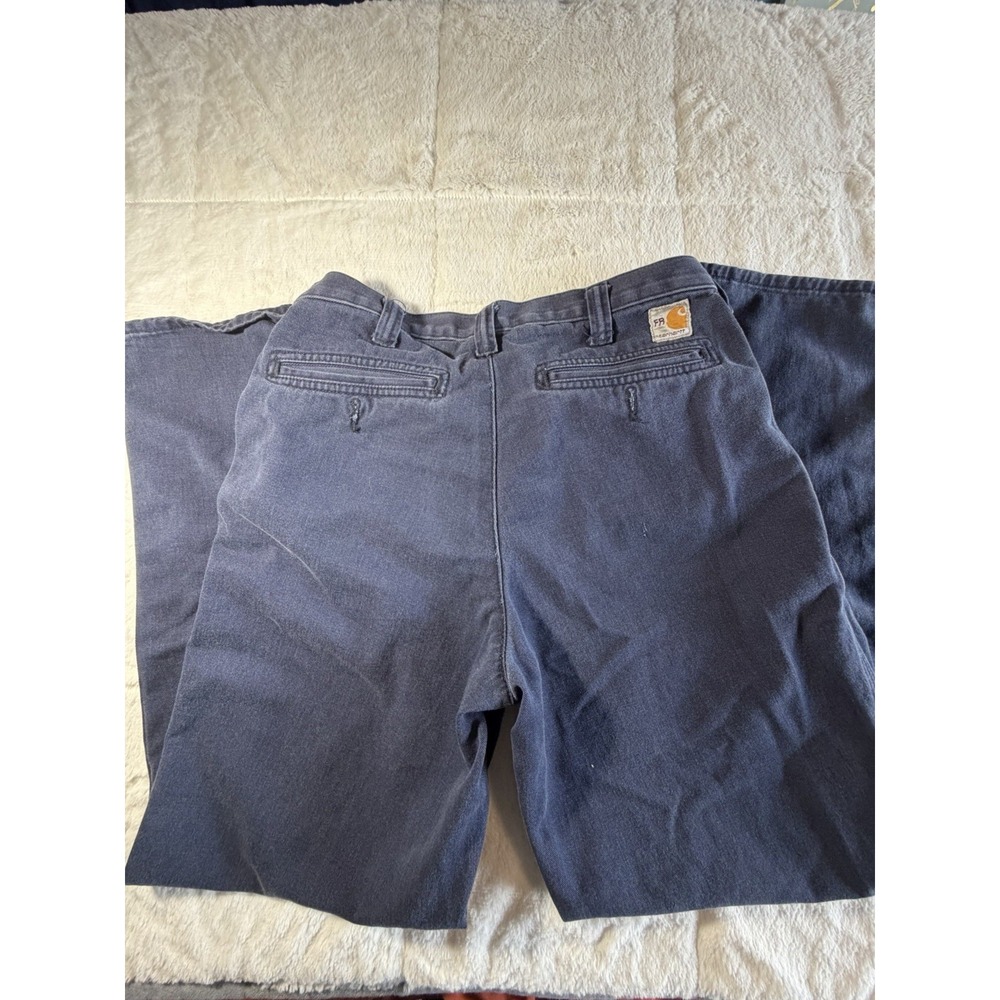 Carhartt Navy Pants Size 31x33 Straight Leg Fr Pants Workwear - Picture 2 of 5